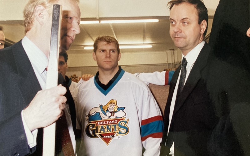 First base  in 2000 for the Belfast Giants
